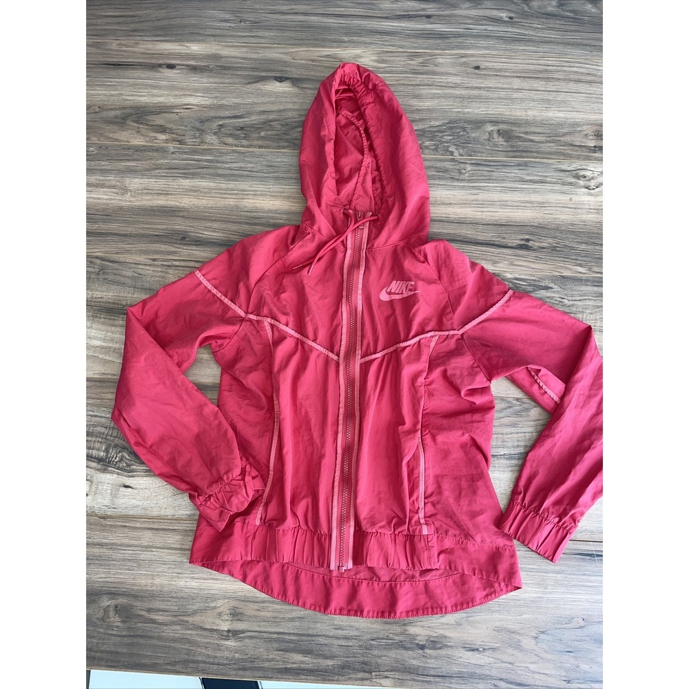 Nike Full Zip Windbreakers Hoodie Jacket Women's‎ Small Pink Zip Pockets